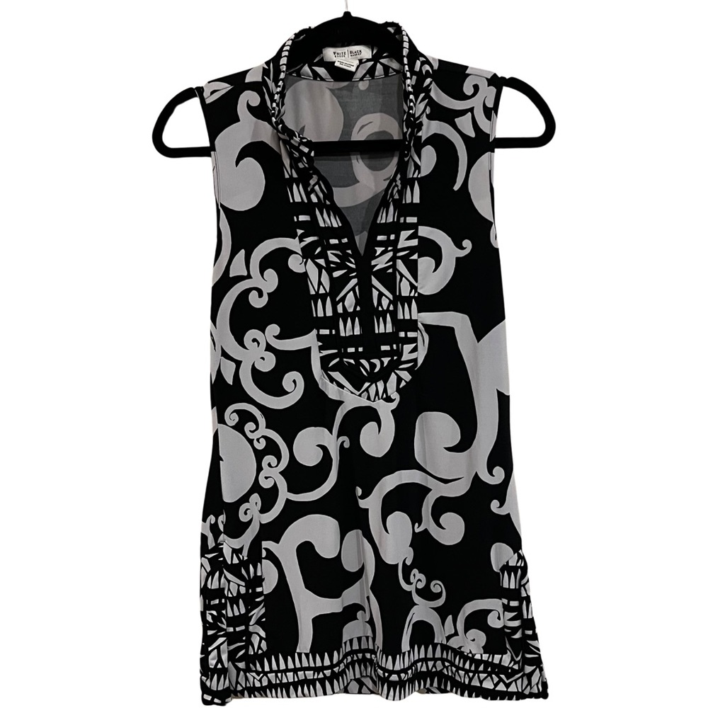 WHBM- Black & White Paisley Sleeveless Tunic Small